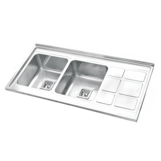 سینک ظرفشویی استیل روکار دو لگنه نگین الماس مدل sa112